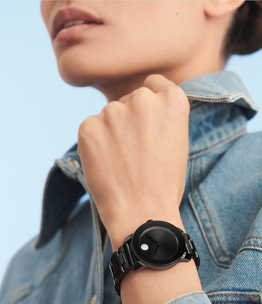 Movado Bold Mid Size Black Ceramic Watch