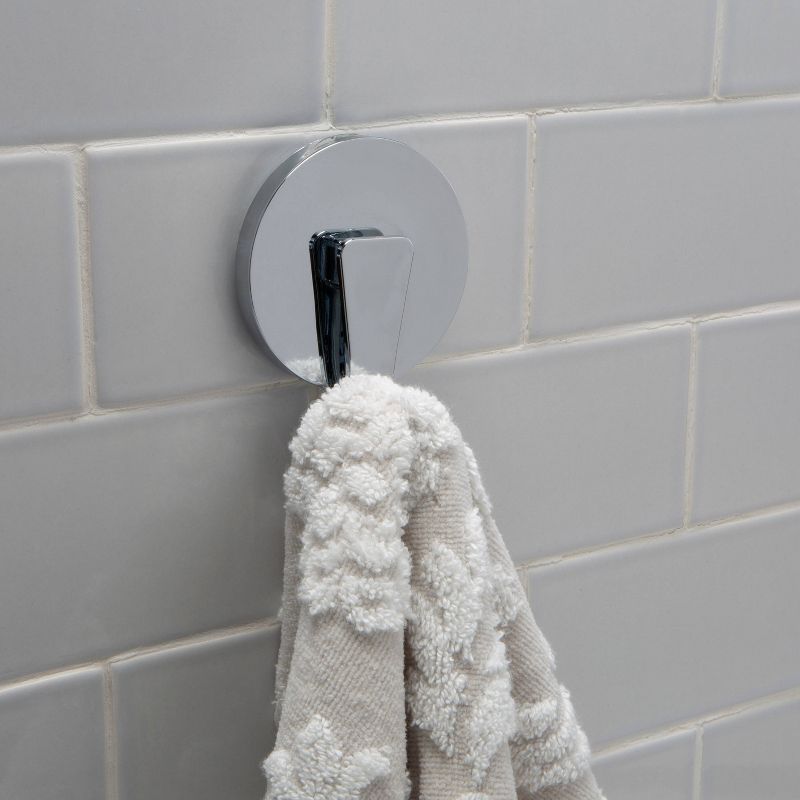 2pk Power Lock Suction Small Hook Chrome - Bath Bliss