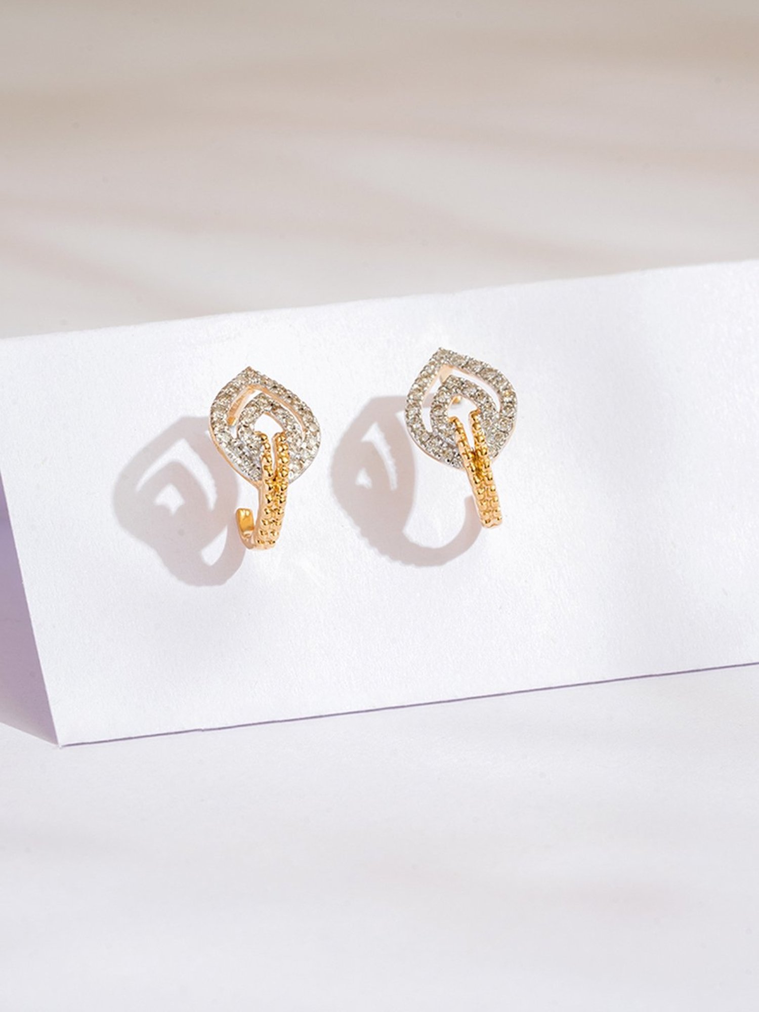 P.N.Gadgil Jewellers 14k Gold Traditional Twinkle Stud Diamond Earrings For Women