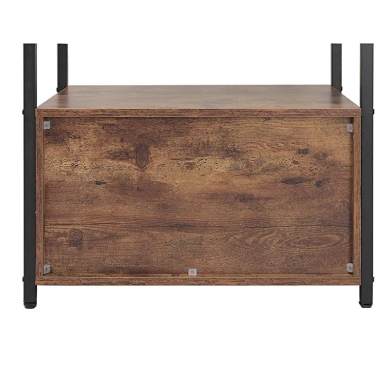 Kitchen Baker's Rack with 1 Cabinet and 8 Hooks, 3-Tier Utility Storage Shelf, Microwave Oven Stand, Industrial Storage Cabinet, Bookshelf for Living Room, Bathroom Cabinet, Rustic Brown