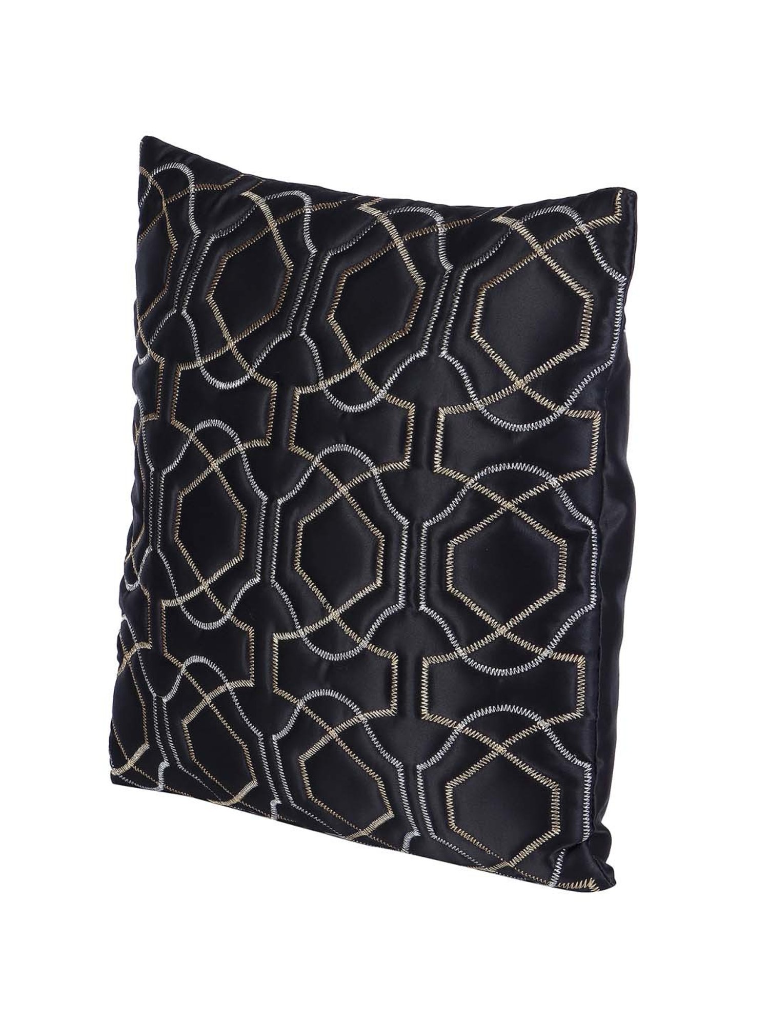 MFD HOME Furnishing Black Satin Cushion Cover - Set of 5