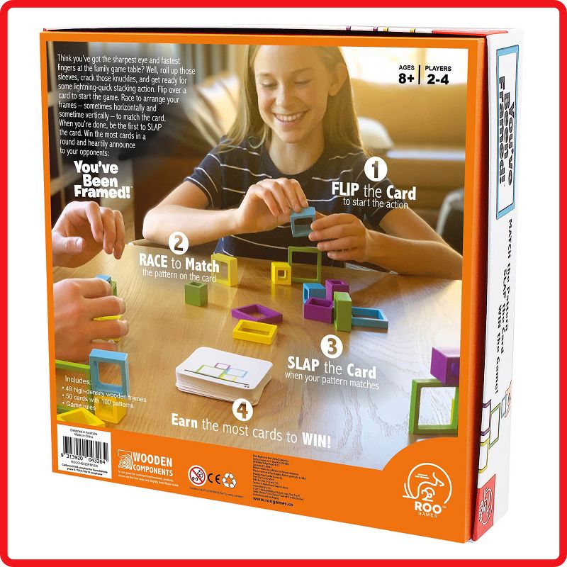 ROO GAMES - You've Been Framed! - Fast-Paced Stacking and Building Game - for Ages 8+ - Match The Pattern, Slap The Card, Win!