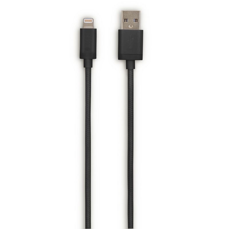 NXT Technologies 6 Ft. Braided Lightning to USB Cable, Black NX54352
