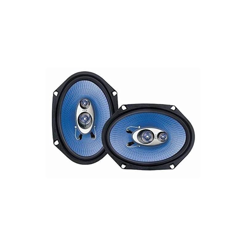 6 x 8 Car Sound Speaker Pair Upgraded Blue Poly Injection Cone 3Way 360 Watts w Nonfatiguing Butyl Rubber Surround 70 20Khz Frequency Response 4 Ohm amp 1quot ASV Voice Coil  PL683BL