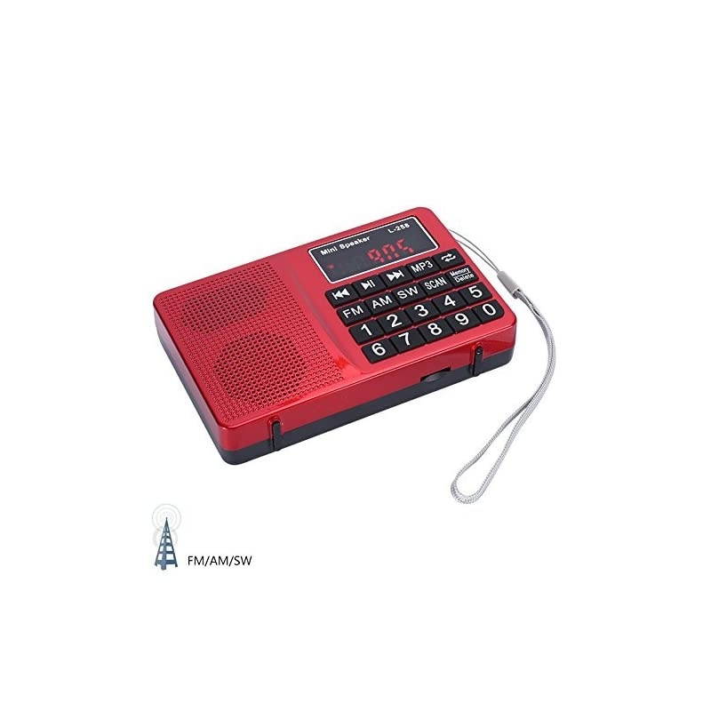Portable Mini AM FM Radio Clear Speaker Music Player L258 Red