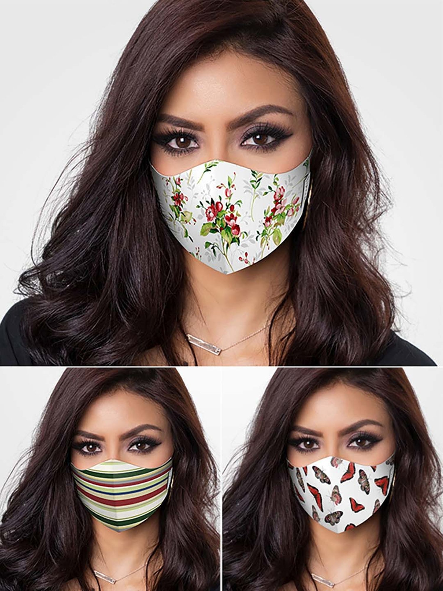 DDecor Multicolor Anti Viral Fabric Masks for Women - Set of 3