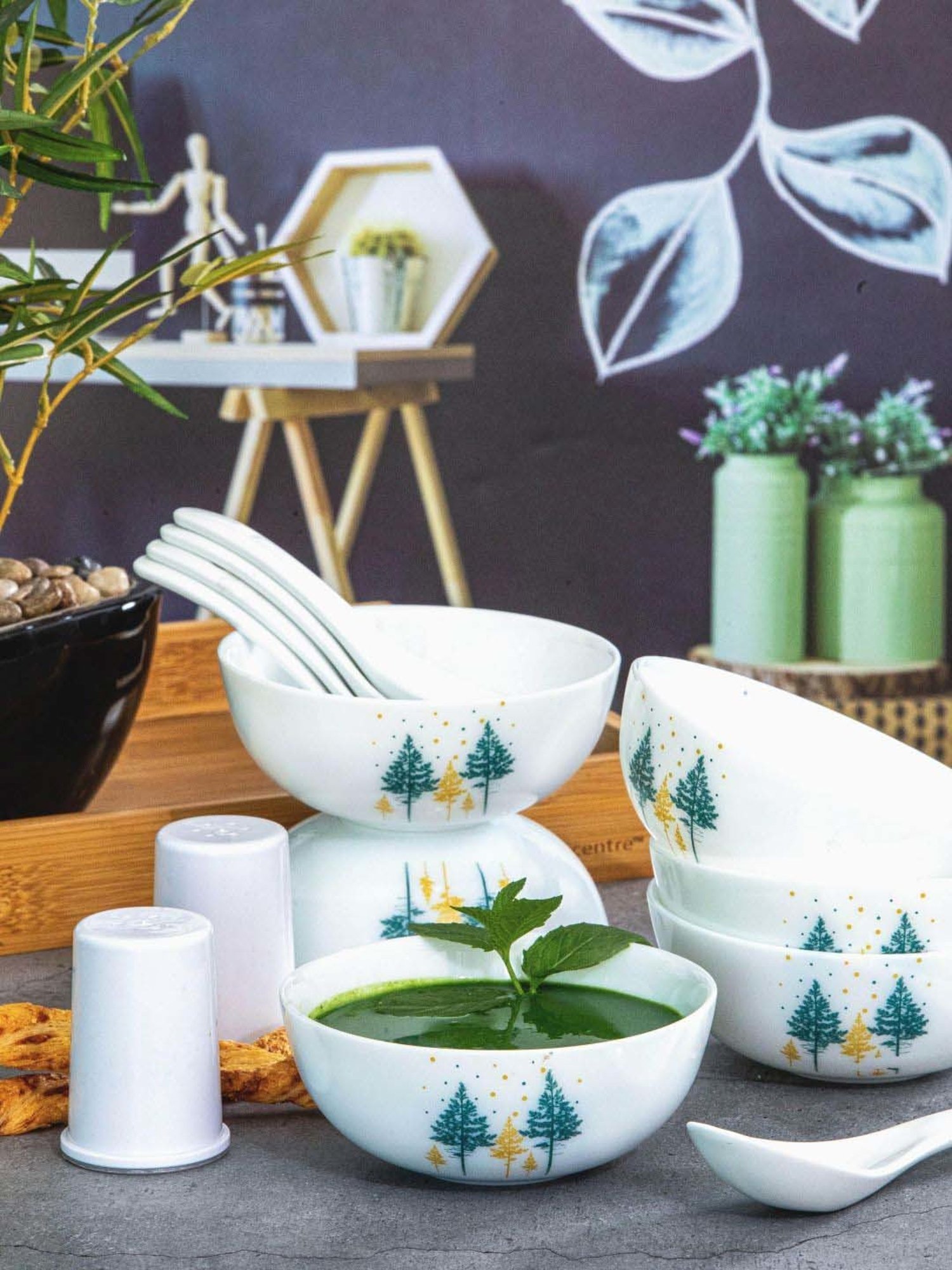 Cello White & Blue Opalware Royal Soup Bowl Set