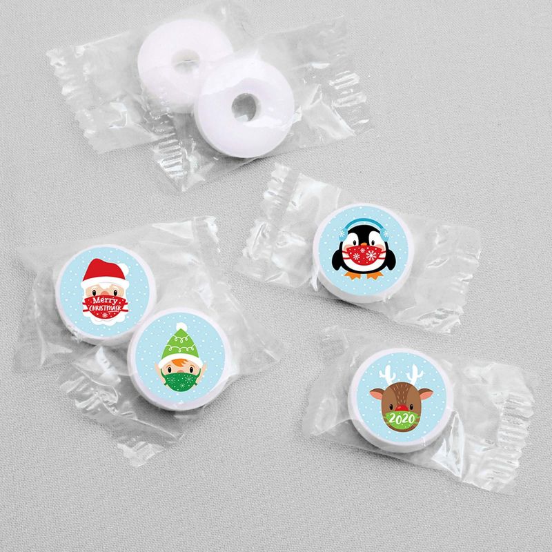 Big Dot of Happiness Merry Christmask - 2020 Quarantine Christmas Party Round Candy Sticker Favors - Labels Fit Hershey's Kisses (1 sheet of 108)