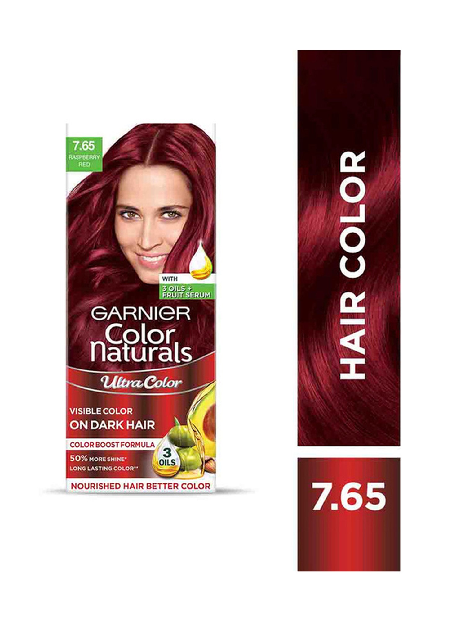 Garnier Color Naturals Creme Riche Hair Color Shade 7.65 Raspberry Red - 55 ml + 50 gm