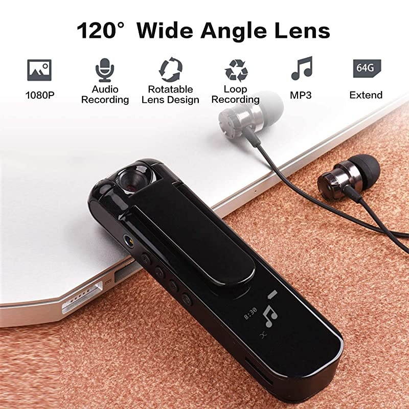 Camera - Body Camera Video Recorder -Small Wearable Pocket Cam - Clip Camera Motion Activated - 130&deg; Wide Angle Lens - Easy to Use Camera 1080P for Home and Office(with 32G Card)