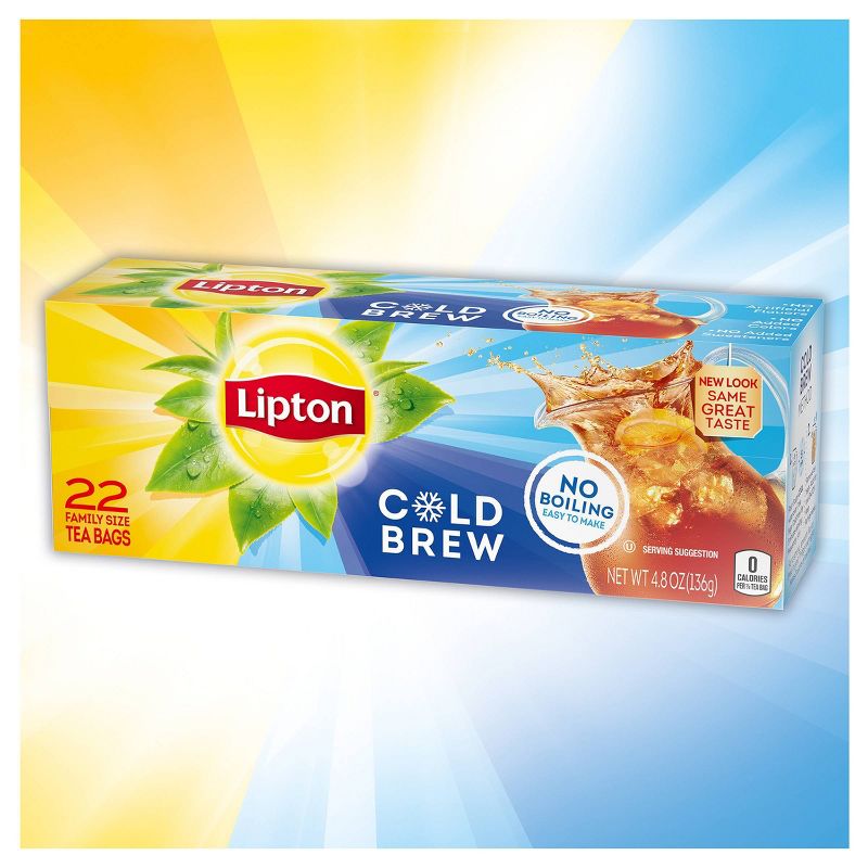 Lipton Cold Brew Family Size Black Iced Tea Bags - 22ct