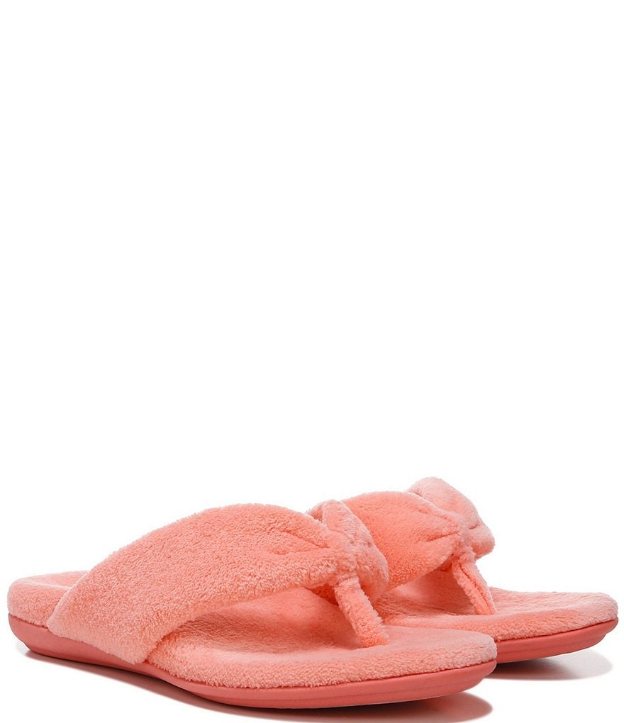 Vionic Lydia Washable Plush Terry Cloth Thong Slippers