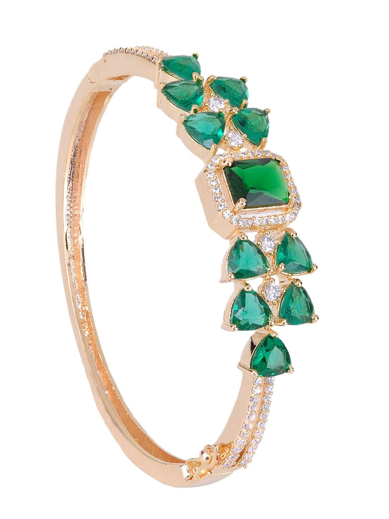 Saraf Jewellery Gold plated with Green American Diamond handcrafted Bracelet for Women & Girls