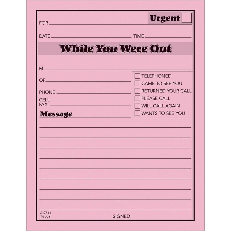 Adams Message Pad "While You Were Out" 4"x5" 50 Shts/PD 12/PK PK 9711D