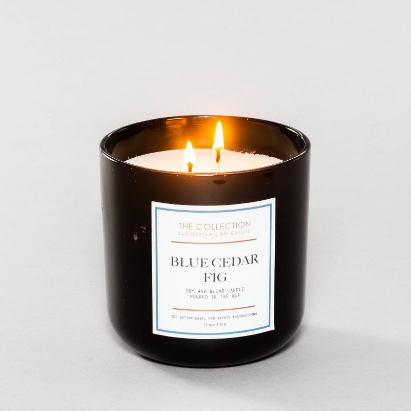 12oz Lidded Glass Jar 2-Wick Candle Blue Cedar Fig - The Collection By Chesapeake Bay Candle