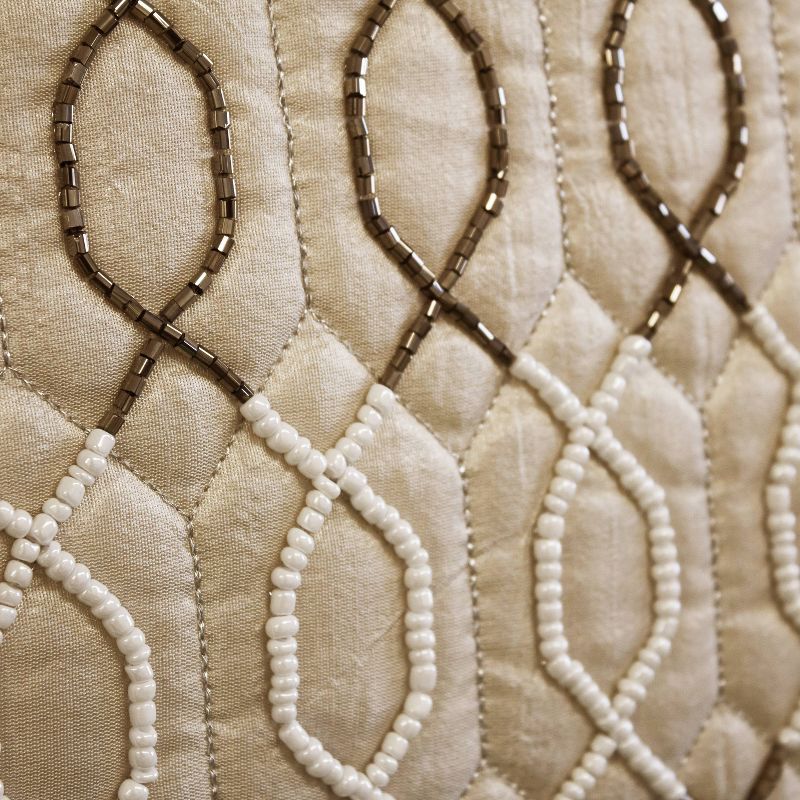 14"x20" Celebrations Lattice Beaded Lumbar Pillow Oyster - Edie@Home