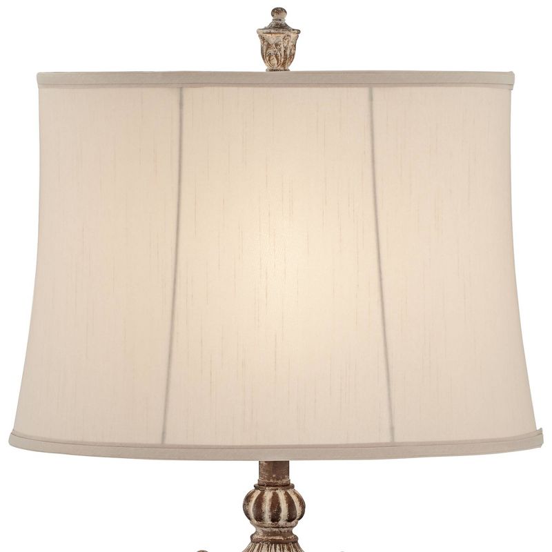 Regency Hill Antique Table Lamp Classic Gold Open Scroll Off White Oval Shade for Living Room Family Bedroom Bedside Nightstand