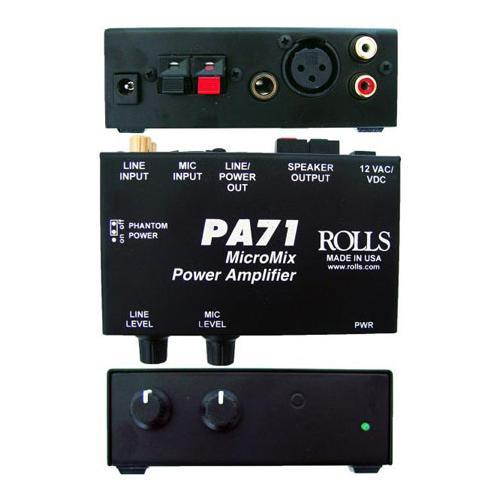 Rolls PA71 MicroMix Power Amplifier, 1 XLR and 2 RCA Inputs #PA71 PLUS