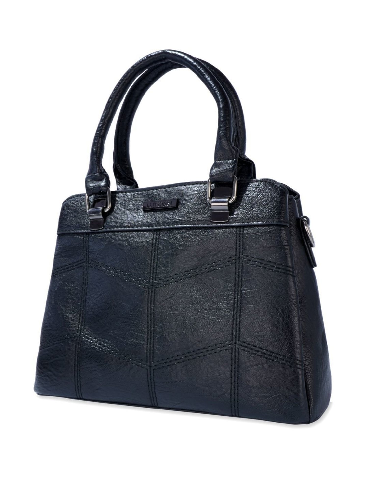 Luvoksi Black Textured Large Satchel Handbag