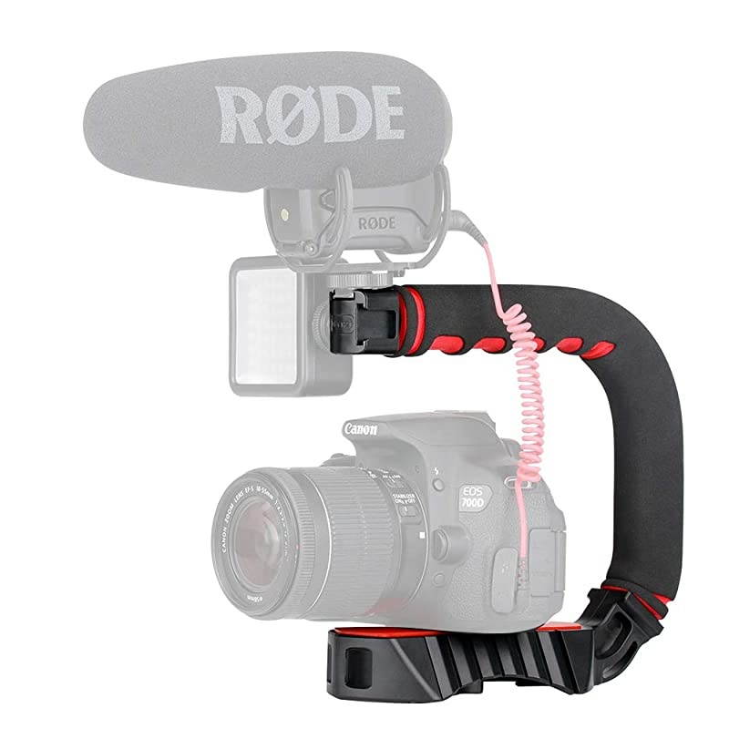 Handle U Grip Pro Video Stabilizer U Shape Rig Triple Cold Shoe Mount Handheld Compatible with GoPro Hero 76 DSLRs Cameras Camcorders Canon Sony Smartphones Filming Shooting Low Position