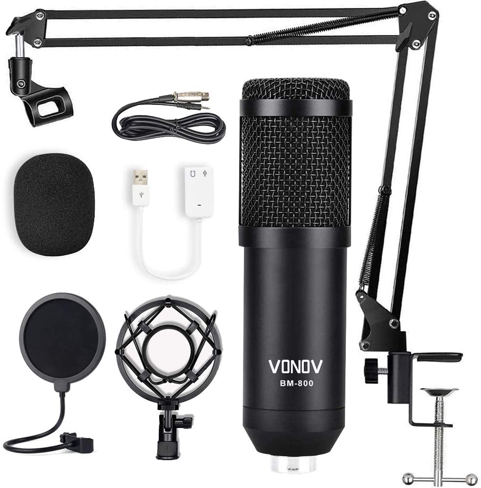 gold--BM800 Professional Suspension Microphone Kit Studio Live Stream Broadcasting Recording Condenser Microphone Set