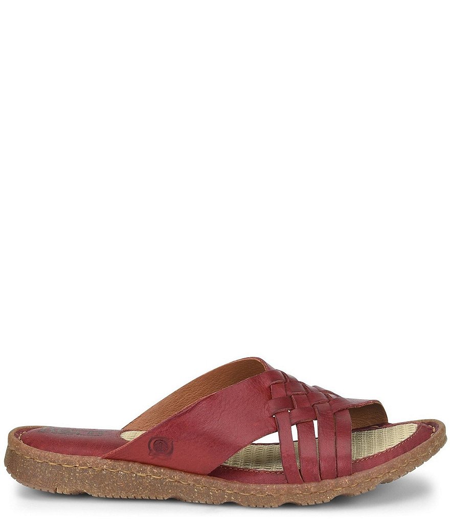 Born Basia Woven Leather Slide Sandals