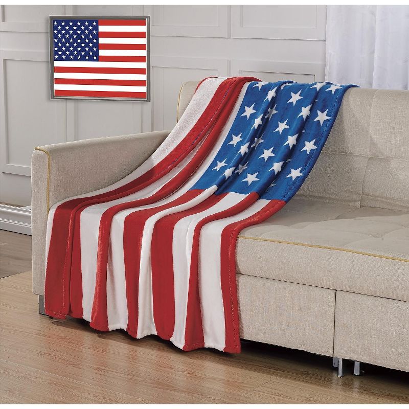 GoodGram Ultra Soft & Cozy Oversized USA American Flag Patriotic Ultra Plush Throw Blanket Cover
