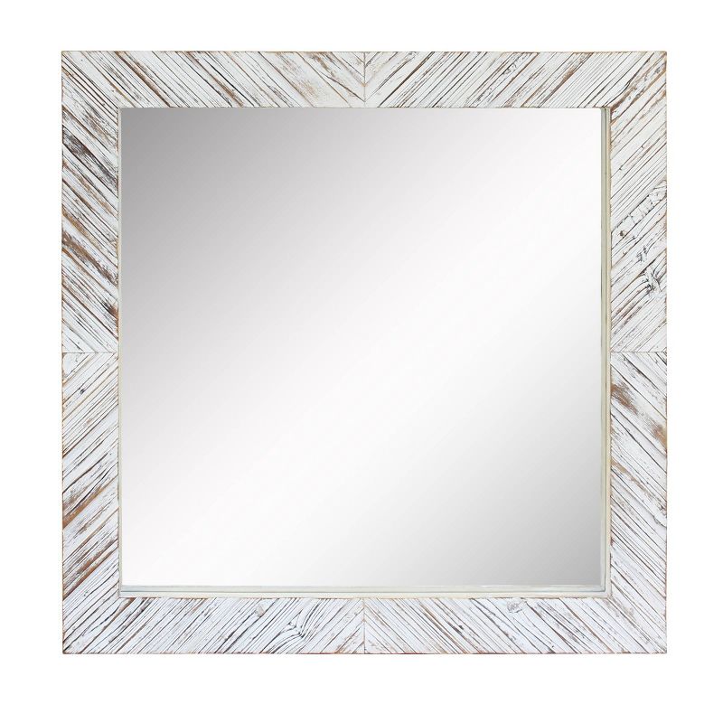 Wood Chevron Decorative Wall Mirror White - Stonebriar Collection