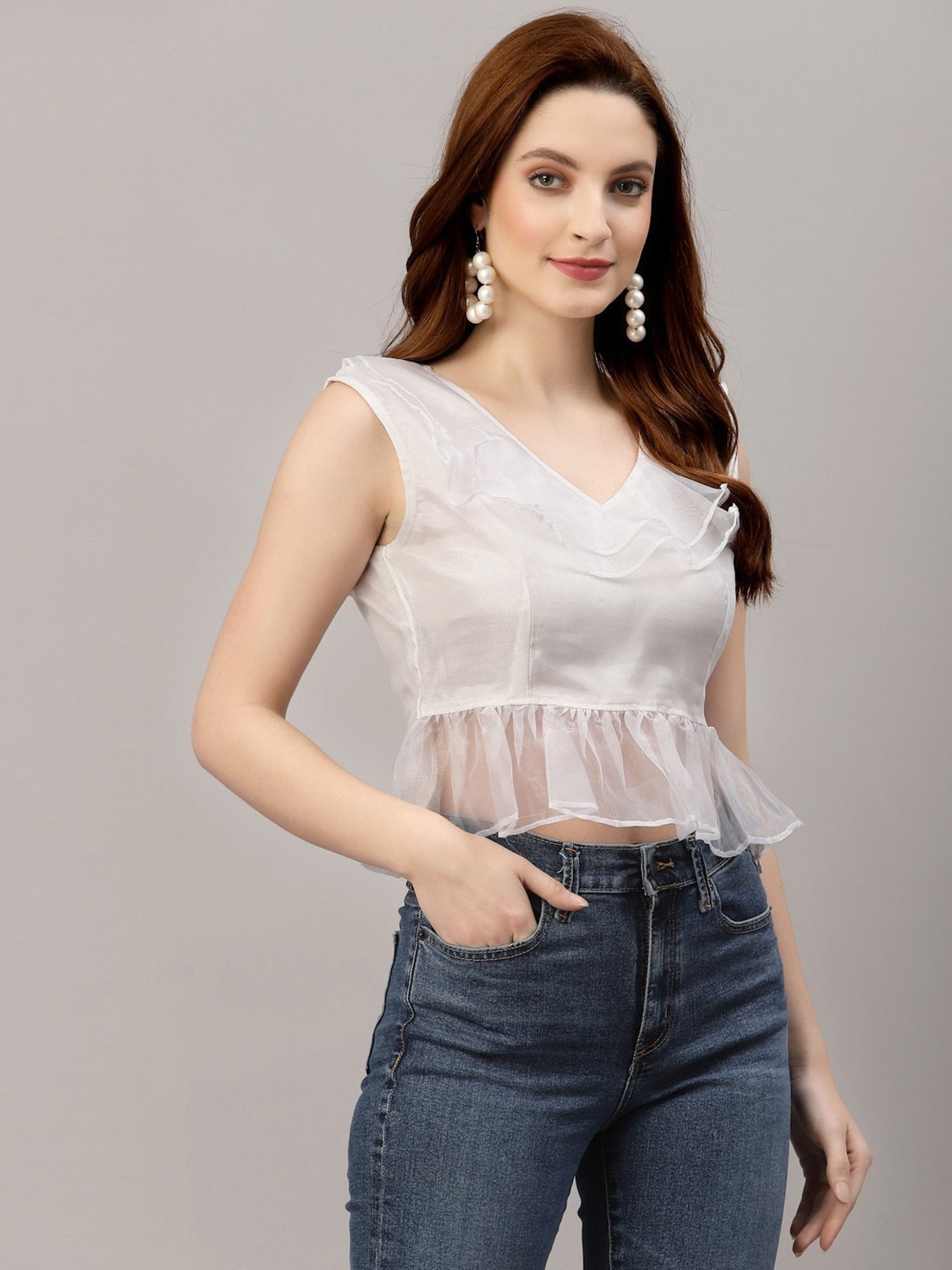 NEUDIS White Peplum Top