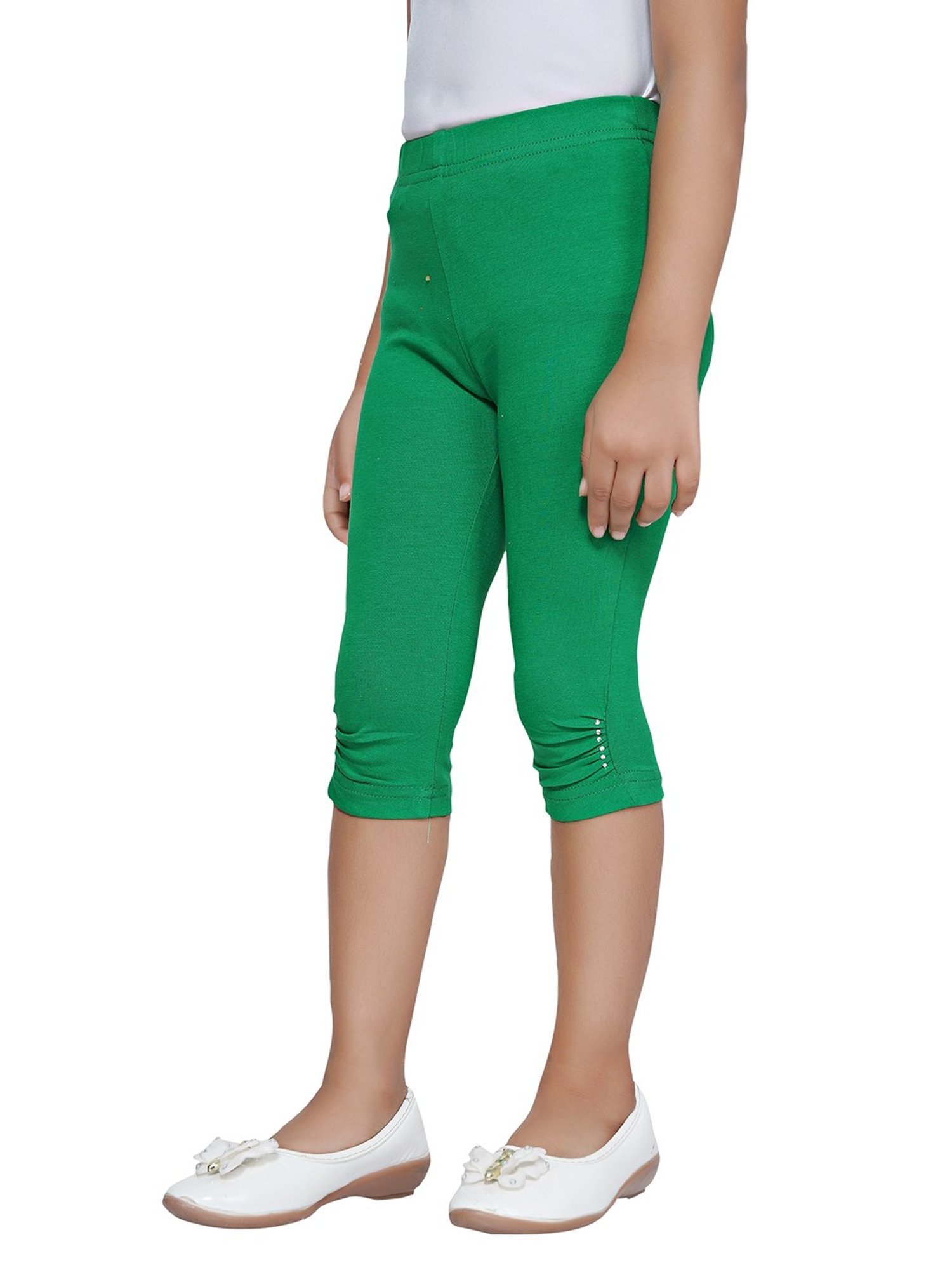Tiny Girl Green Solid Leggings