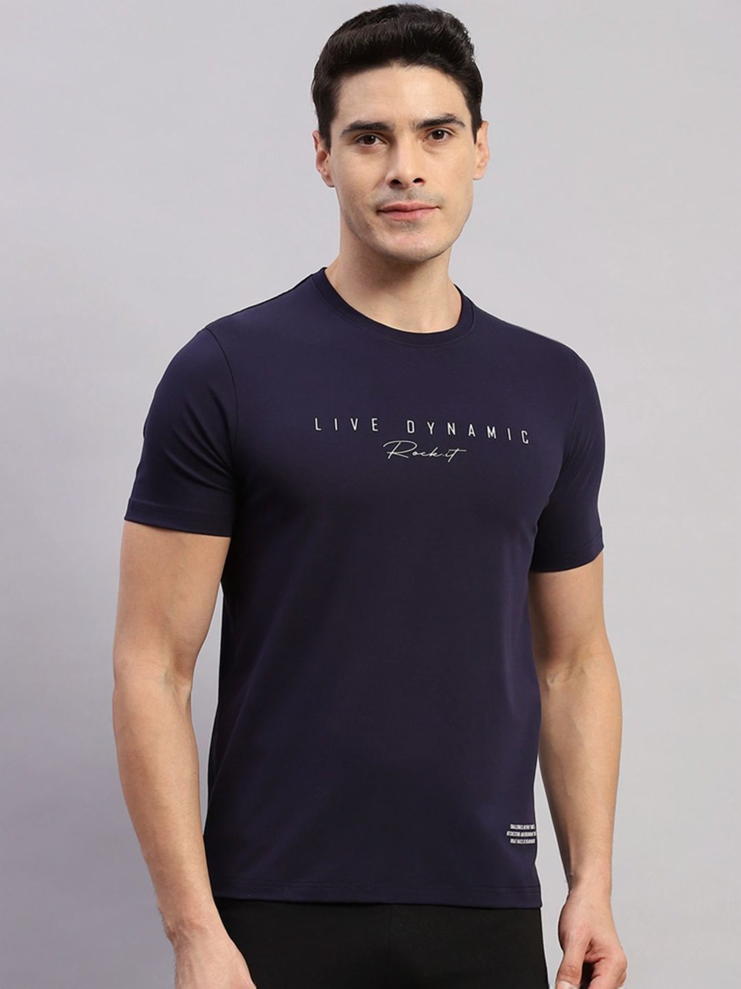 Rock.It Navy Slim Fit Printed T-Shirt