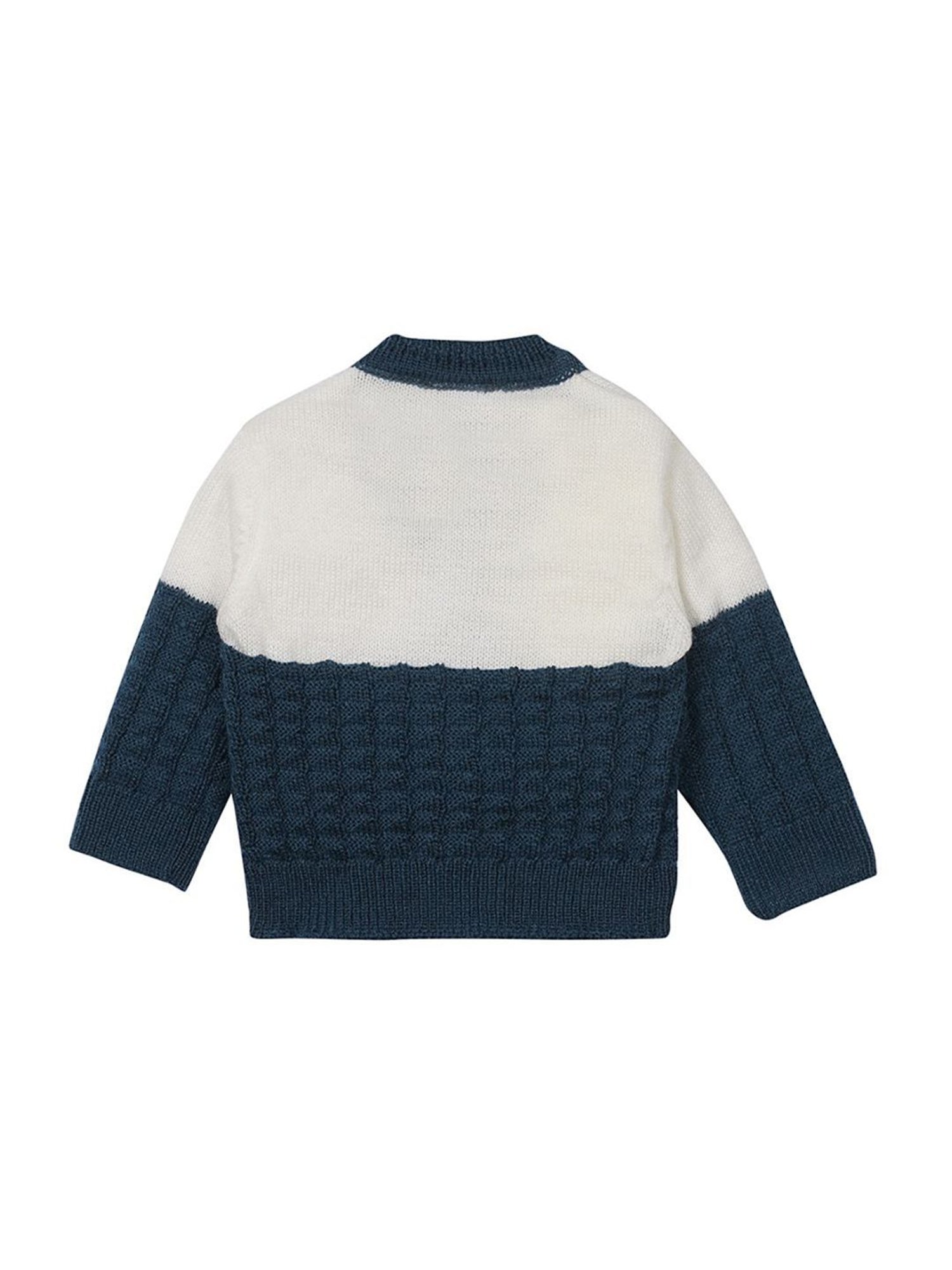 Little Angels Kids Navy & White Textured Pattern Full Sleeves Sweater Set