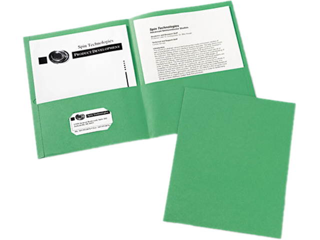 Avery 47987 Two-Pocket Embossed Paper Portfolio, 30-Sheet Capacity, Green, 25/Box