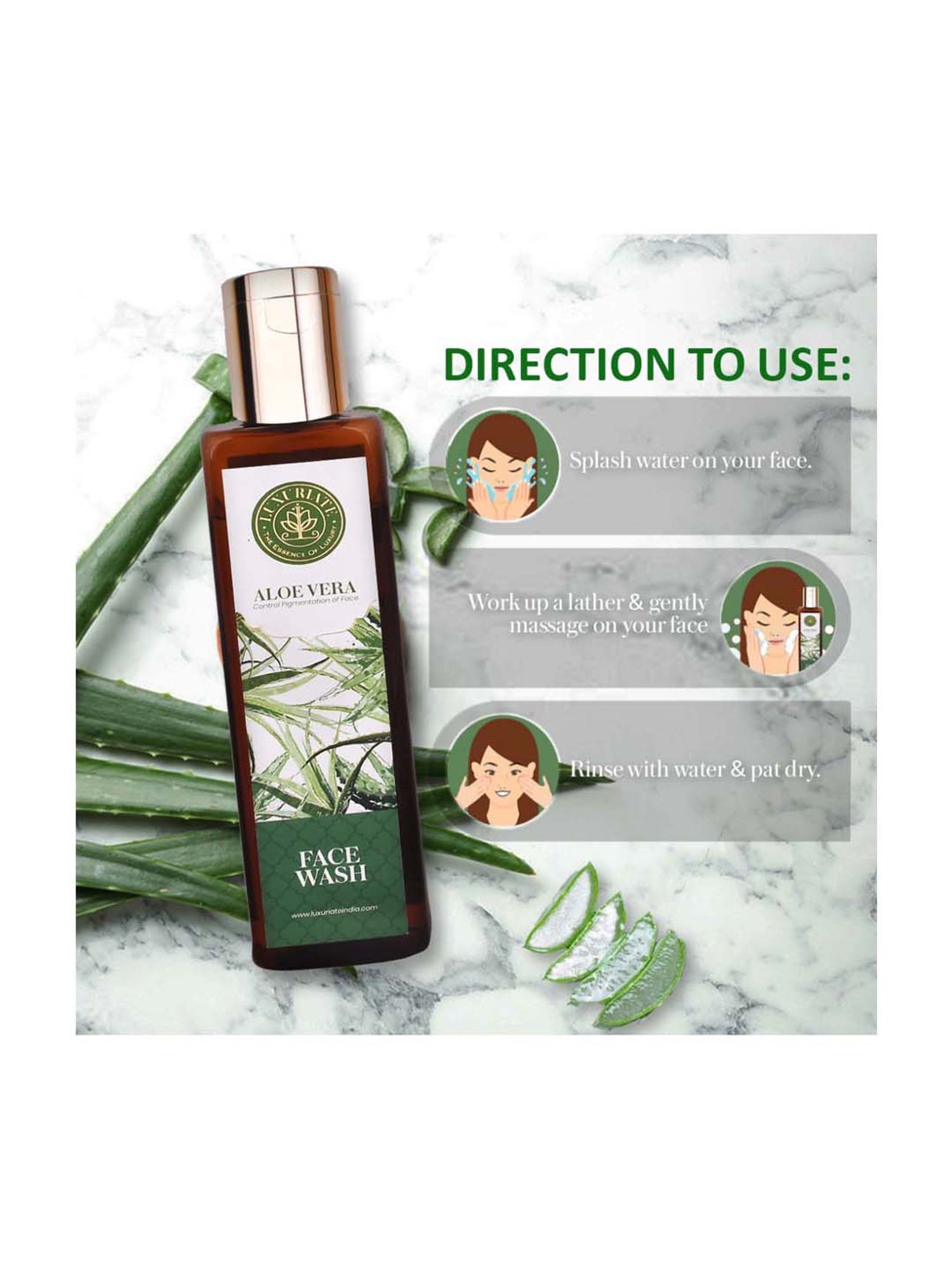 Luxuriate Natural Herbal Aloe Vera Face Wash Gel Cleanser - 100 ml