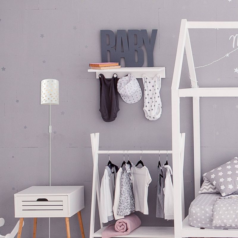 Luna 1-Light Matte White Stars and Moons Plug-In Wall Sconce - Novogratz x Globe