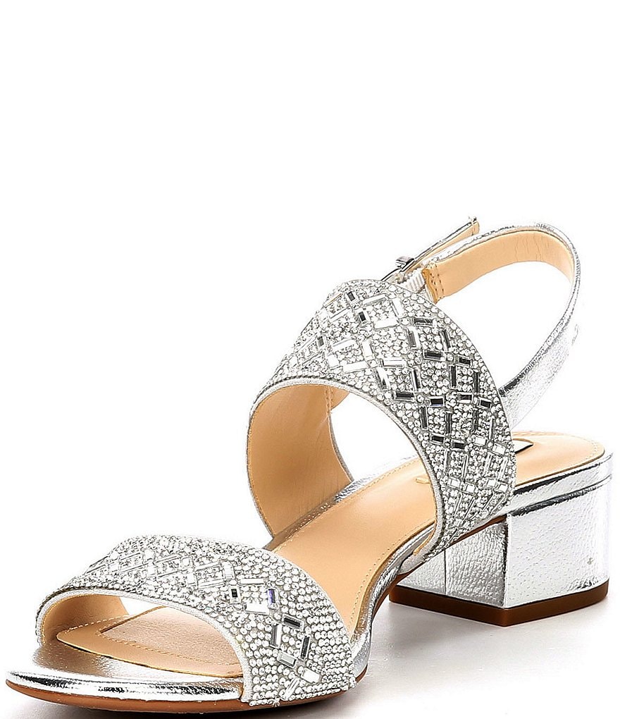 Alex Marie CalinaTwo Rhinestone Block Heel Sandals