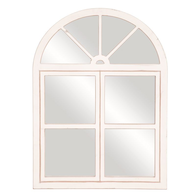 39"x29" Rustic Farmhouse Arch Windowpane Wall Mirror White - Patton Wall Decor