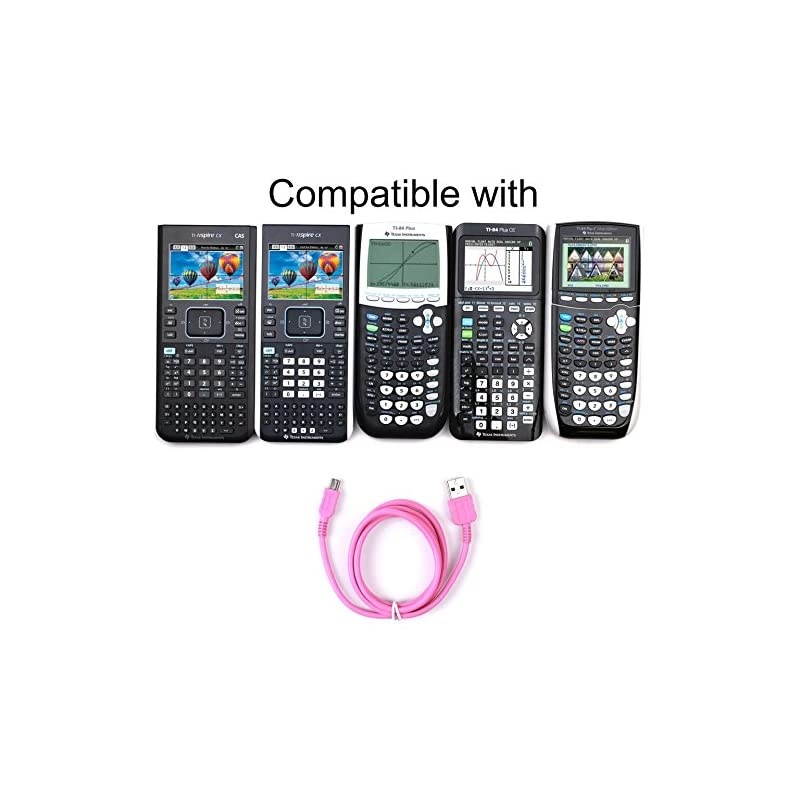 USB Cable for TI 84 Plus TI 84 Plus C Silver Edition TI 89 Titanium TI Nspire CX CX CAS graphing calculators Pink