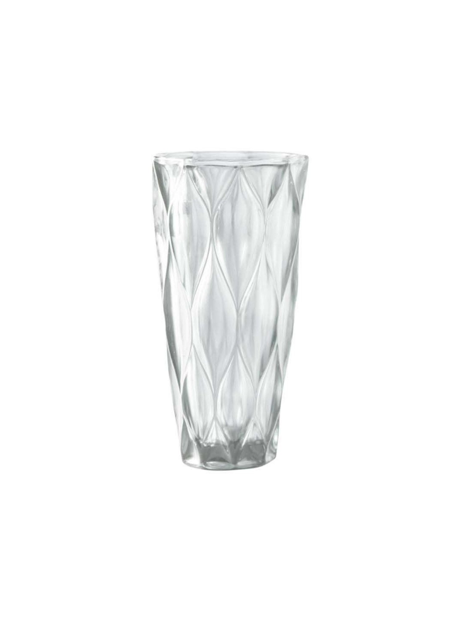 Nestasia Premium Quality Textured Transparent Contemporary Textured Crystal Glass Flower Vase 9.84 "