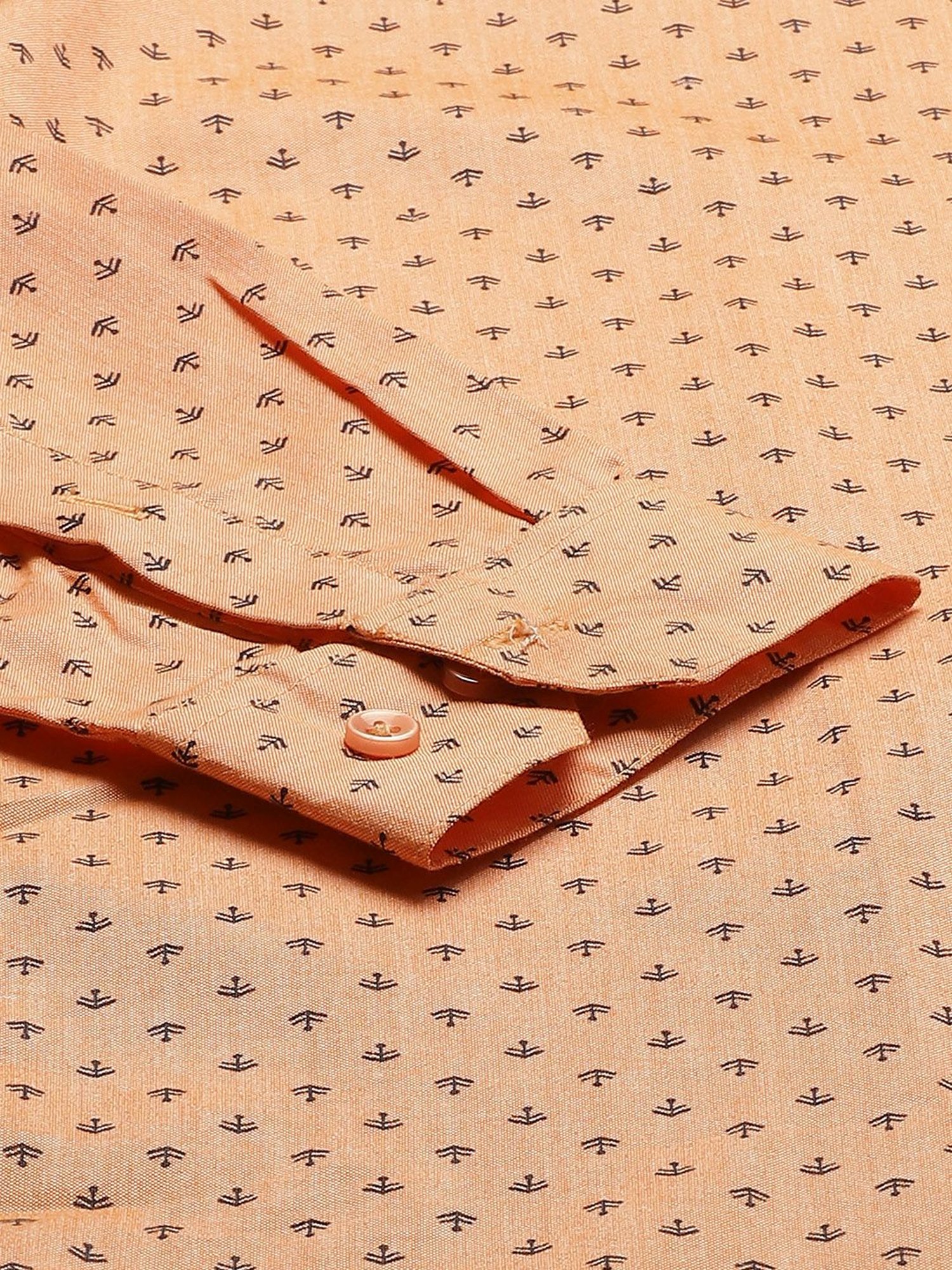Sojanya Peach Cotton Regular Fit Printed Shirt