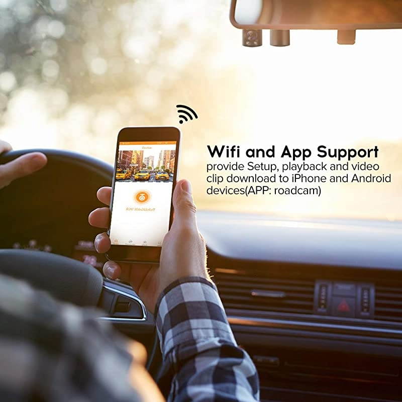 B2W 1080P HD Dash Cam Dual Rotatable Front and Cabin Car Dashcam Driving Recorder Camera with IR-Cut Filter IR Night Vision Views 2'' Screen 32GB SD Card for Uber Lyft Driver