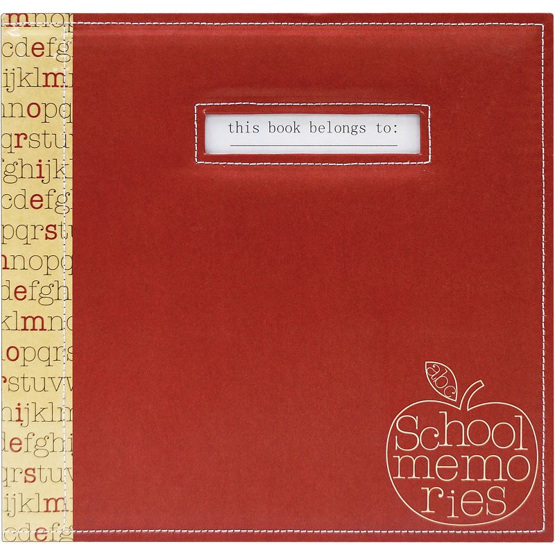 MBI School Memories Post Bound Album W/Name Window 12"X12"-Red Apple
