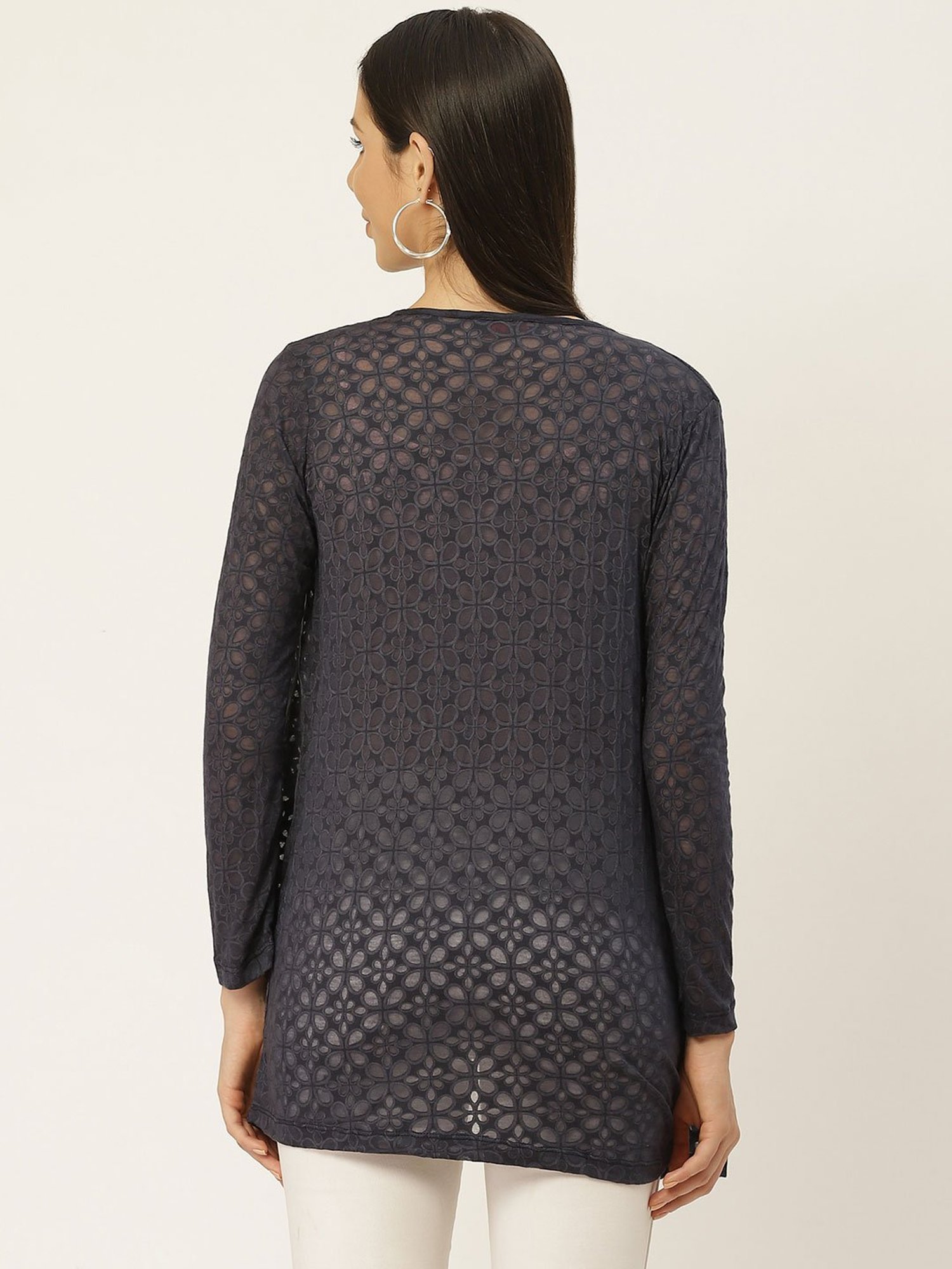 Belle Fille Navy Self Design Shrug