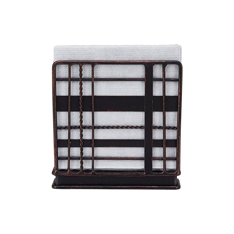 Plaid Collection Standing Napkin Holder, Antique Black, Weighted Design