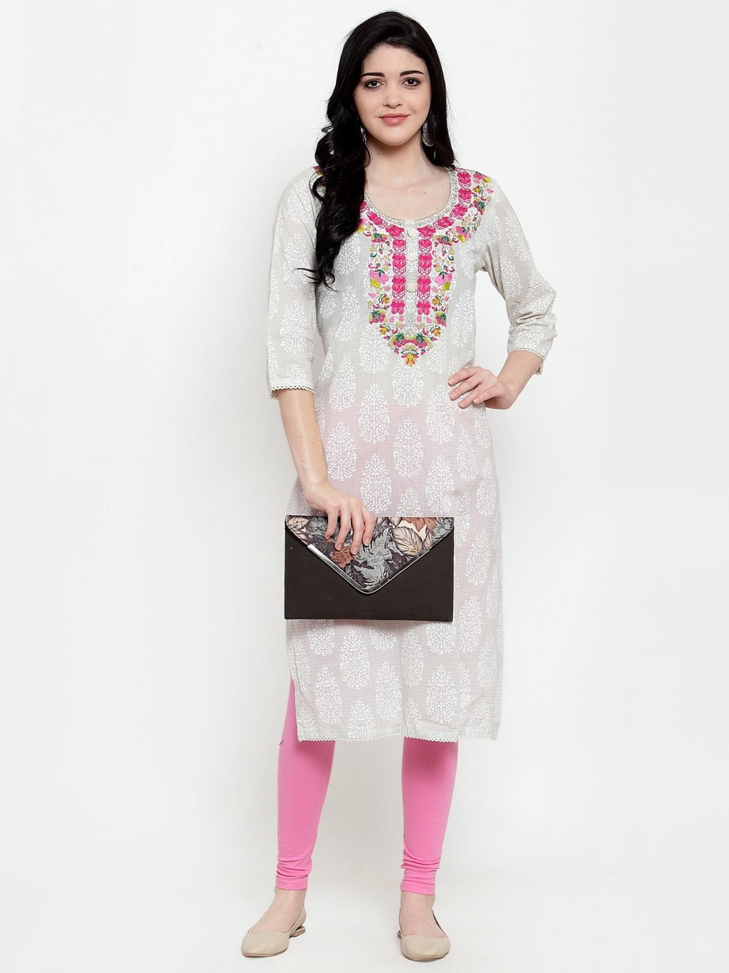 Gracit Yellow & Pink Mid Rise Leggings - Pack Of 3