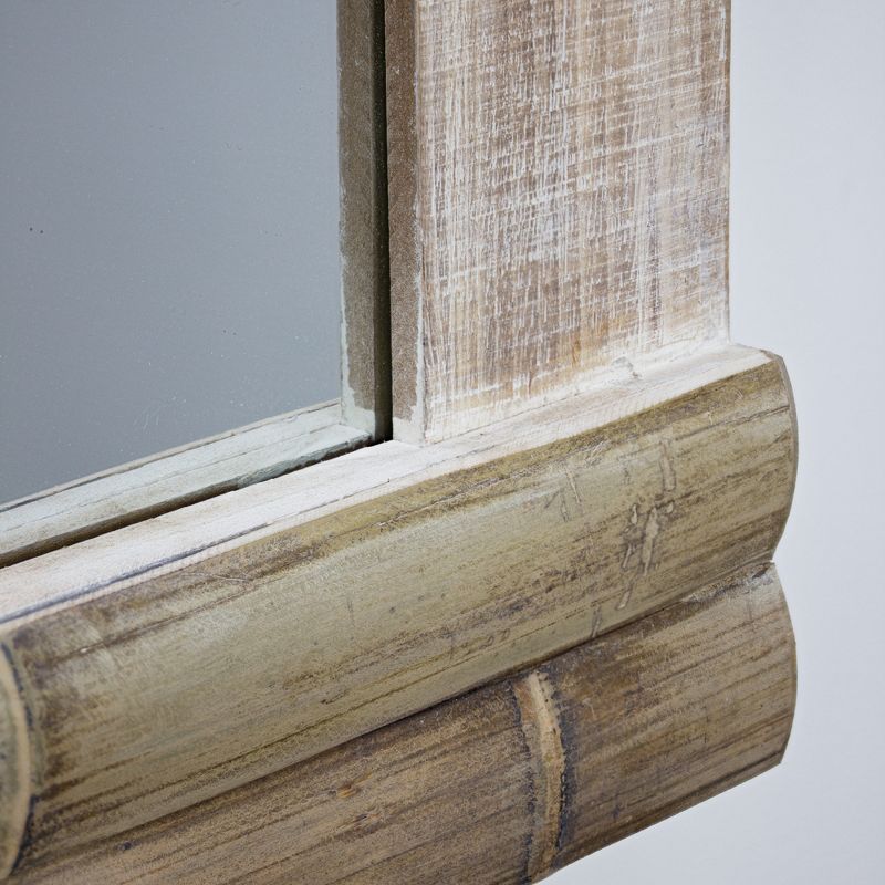 30.8" x 23" Rustic Bamboo Wood Framed Wall Vanity Mirror Brown - American Art Decor