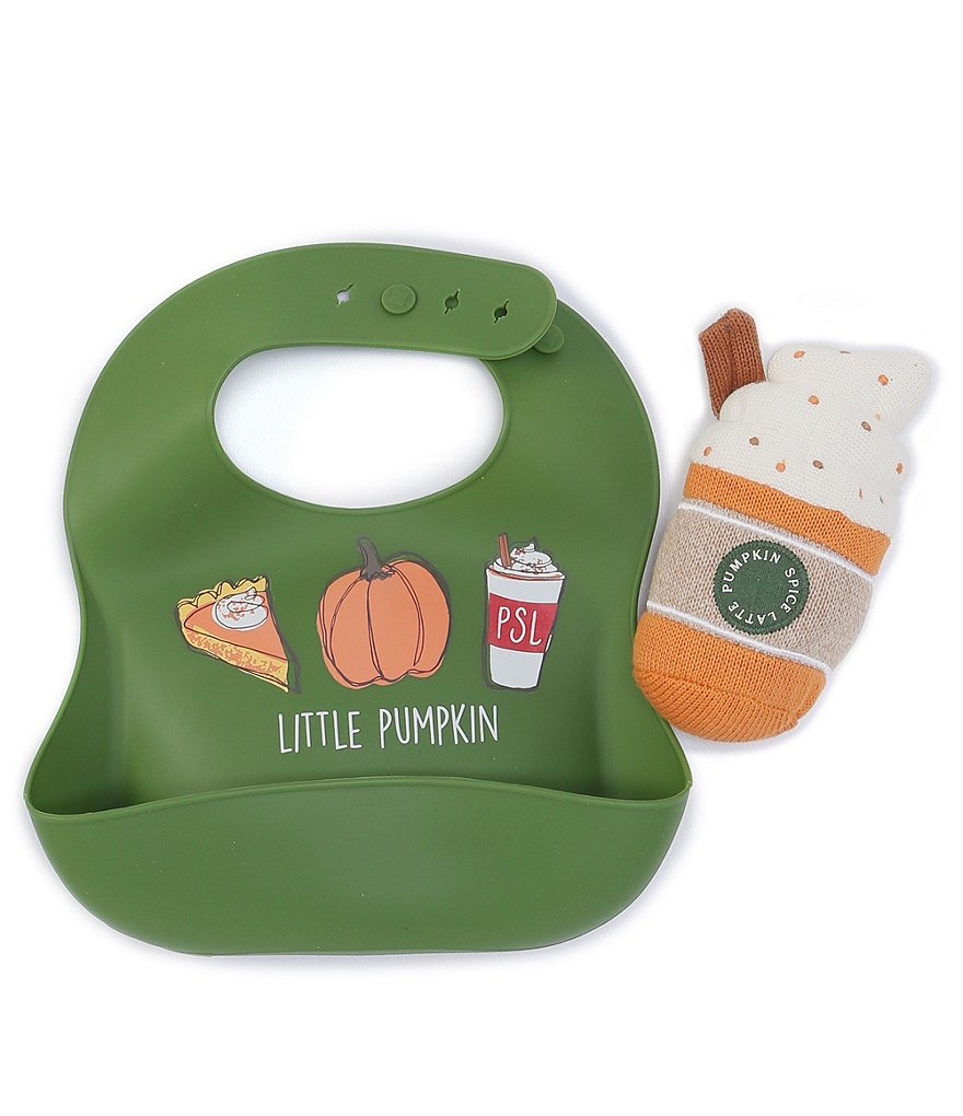 Mud Pie Baby Pumpkin Spice Bib & Rattle Set
