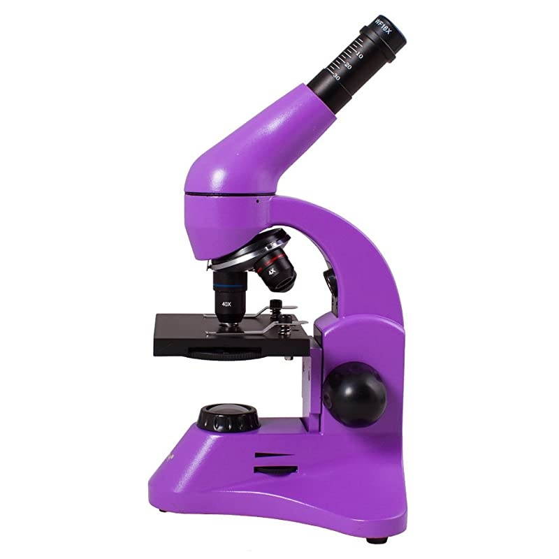 Rainbow 50L Plus Amethyst Student Microscope 641280x Magnification Metal Body Glass Optics with Experiment Kit and Case