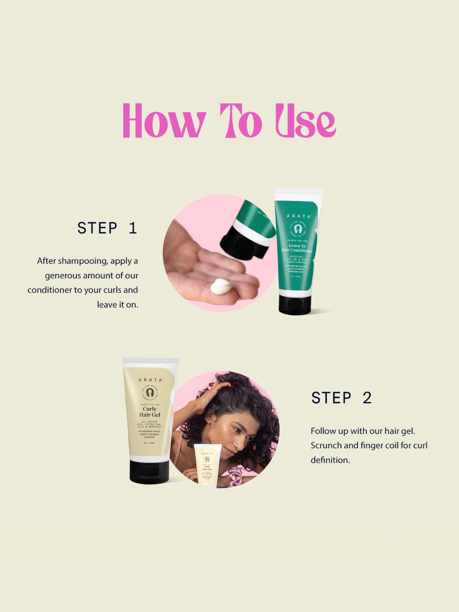 Arata Advanced Curl Care Curly Hair Gel & Leave-In Hair Conditioner Combo