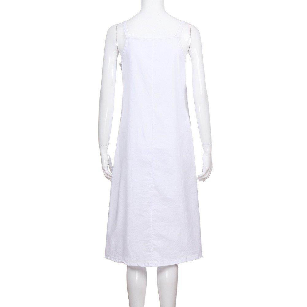 WENOVL Sexy Dresses for Women,Women's Plus Size Cotton Casual Embroidery Dress Solid Loose Sleeveless Dress